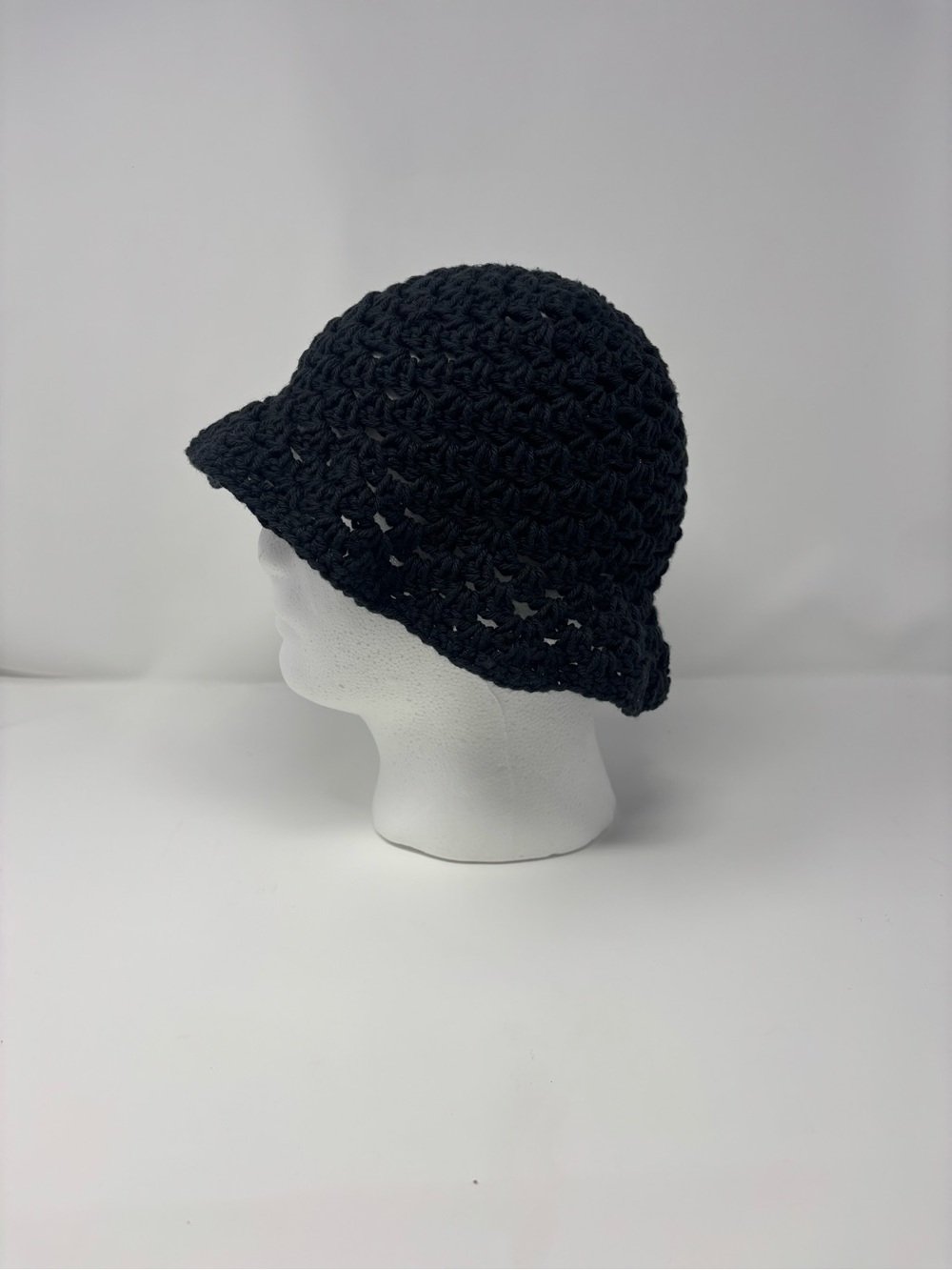 Black Granny Stitch Crochet Bucket Hat